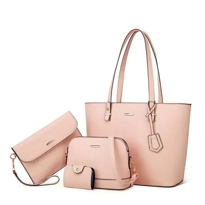 Livano Handtas Dames - Schoudertas - School - Shopper - Schooltas - Werktas - 4-Delige Set - Roze
