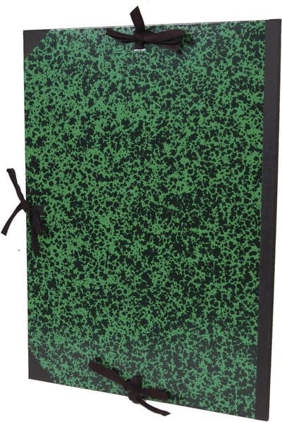 Tekentassen map - Portfolio map - Kunstwerk opslag - Zuurvrij pH neutraal - DIN A2+ - Groen gemarmerd