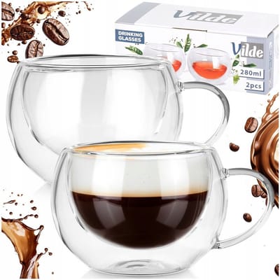 2x Dubbelwandige Thermische Glazen - 280ml - Voor Koffie & Thee