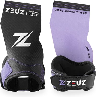 ZEUZ Ultra No Chalk Plus Fingerless Grips voor Fitness & CrossFit – Sport Handschoenen – Turnen – Gymnastics – Lila & Zwart – Maat M