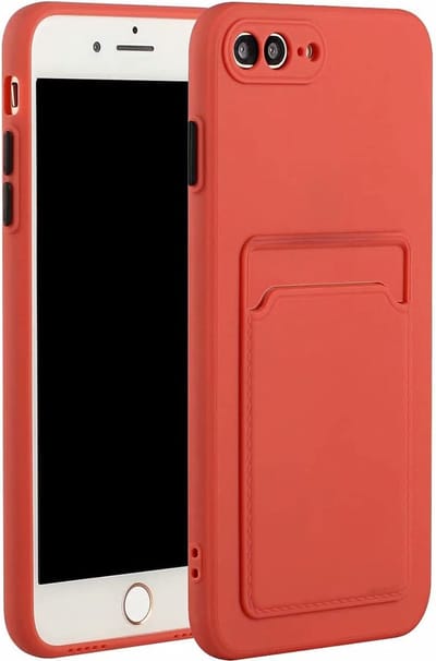 Telefoonhoesje - Geschikt voor: iPhone 7 / 8 siliconen Pasjehouder hoesje - Bordeaux rood