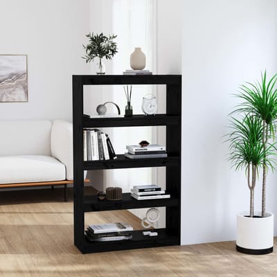 vidaXL - Boekenkast/kamerscherm - 80x30x135,5 - cm - massief - grenenhout - zwart