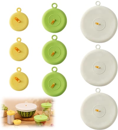 Dailygoods- Siliconen Deksels Herbruikbaar - 9 Stuks - Rekbare Deksels - Universele Vershouddeksels - Hittebestendig - Flexibel voor Bakjes