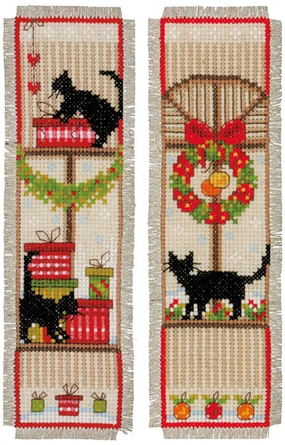 Vervaco - Bladwijzer kit - Kerst - Kerstsfeer set van 2 - PN-0155657 - Borduren - Borduurpakket - Borduurpakket volwassenen - Borduurpakket kind