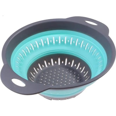Opvouwbare Siliconen Keuken Opbergmand Multifunctionele Fruit Groente Afgietbak Opvouwbare Keuken Afdruip Organizer Keukengadgets blue