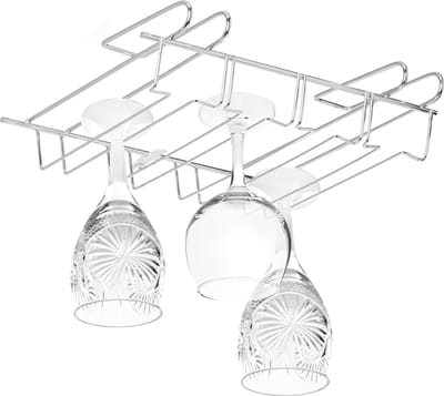 wijnglazenhouder - voor 12 glazen - 8,5x34,5x26cm - ophangrek - metaal - zilver