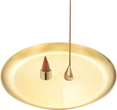 Grote Rvs Wierookhouder met Messing Wierookstokhouders - Wierookbrander en Asopvangtray voor Yoga en Thuisdecoratie, 17 cm (3 stuks)