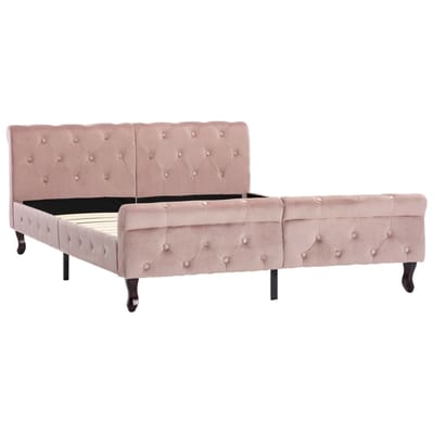 vidaXL - Bedframe - fluweel - roze - 140x200 - cm