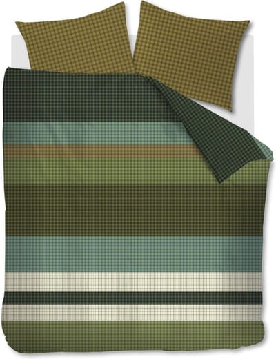 Beddinghouse Juno dekbedovertrek - Eenpersoons - 140x200/220 cm - Groen