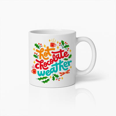 Hot Chocolate Weather Mok 330ml – Gezellige Winter Koffiebeker met Feestelijk Ontwerp – Perfect Kerstcadeau voor Chocolade- & Feestdagenliefhebbers