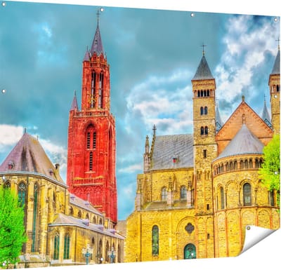 Gards Tuinposter Basiliek van Sint Servaas in Maastricht - 150x120 cm - Tuindoek - Tuindecoratie - Wanddecoratie buiten - Tuinschilderij