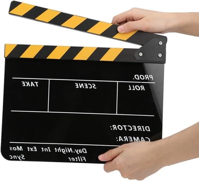 Professionele Regisseur Klapbord 30x25CM voor Filmproductie met Magnetische Stick - Zwart Geel, Ideaal voor Actie Scènes en Filmmaken