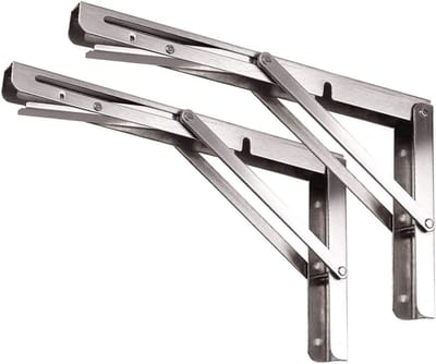 Opklapbare plankdrager 61 cm - Zware kwaliteit roestvrijstalen wandsteun voor doe-het-zelf projecten - Set van 2