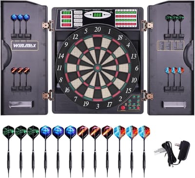 Elektronisch Dartbord - Dartbord met Kast - LED Display - Digitaal - Inclusief 12 Softtip Darts - Dartset voor Volwassenen - Dartkabinet