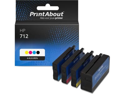 PrintAbout huismerk Inktcartridge 712 (3ED67/68/69/70A) 4-kleuren Multipack Geschikt voor HP