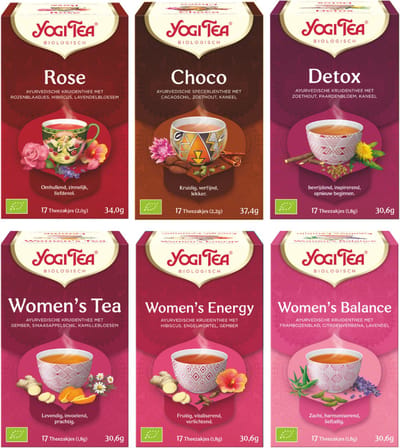 Yogi Tea - De 6 Lievelingssmaken van de Vrouw - Cafeïnevrij Biologische Kruidenthee - Women's Favorite - 6 Pakjes van 17 Theezakjes