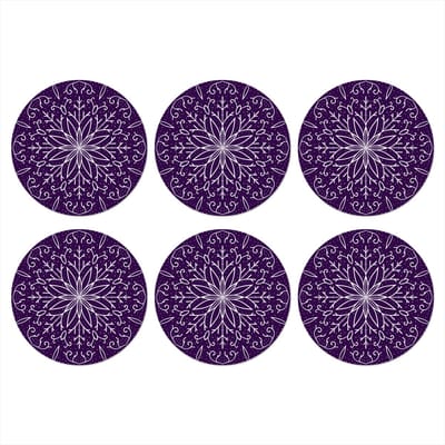 Onderzetters voor glazen - Rond - Patronen - Kerst - Sneeuw - 10x10 cm - Glasonderzetters - 6 stuks - Tafeldecoratie Kerstmis - Kerstdecoratie tafel - Tafelversiering