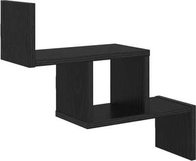 vidaXL - Wandplank - Zwart - eiken - 48 - x - 15 - x - 42 - cm - Bewerkt - hout