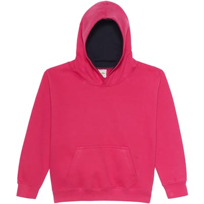 Just Hoods Kids´ Varsity Hoodie JH003K - HOT PINK/FRENCH NAVY - 9/11 (L)