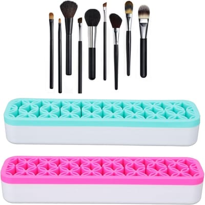 Siliconen make-upborstelhouder set (2 stuks) - Handig en snel - Geschikt voor de meeste make-upborstels - Gemakkelijk schoon te maken