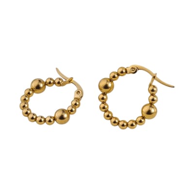 Aramat Jewels | Oorringen | Goudkleurige Oorringen 21mm – Bolletjesmotief – Stainless Steel | | | |4mm | Staal | Volwassenen | Verkleurd niet