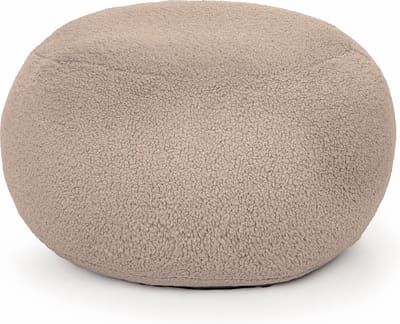 Drop & Sit - poef - sfeervolle teddy - taupé - Ø60 cm - extra comfortabel en zacht