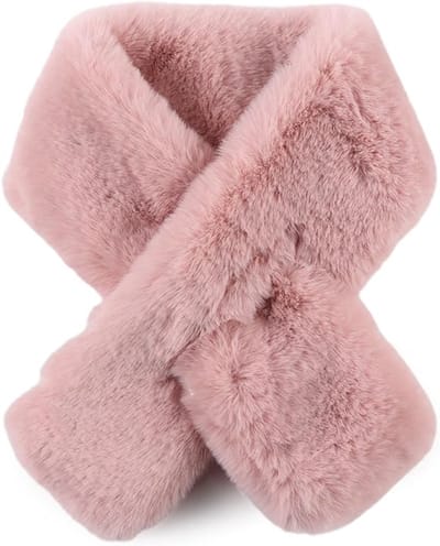 Sjaal van imitatiebont voor dames, wintersjaal, warme nekwarmer voor dames - roze