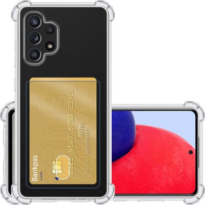 Hoesje - Geschikt voor Samsung Galaxy A72 - Met Pashouder en Kaarthouder - Telefoon Hoes Shockproof - Siliconen Case - Back Cover - Shock Proof - Pasjes Houder - Transparant