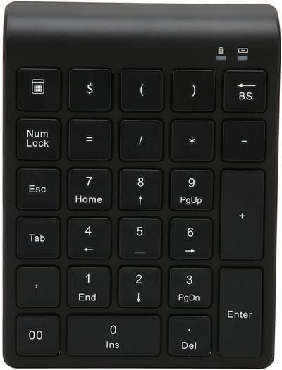 Draadloos Numeriek Toetsenbord - Mini Numpad - Efficiënt Cijfers Invoeren - Automatische Slaapfunctie - 27 Toetsen - Zwart