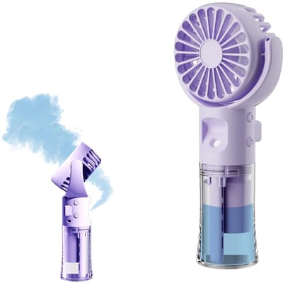 Verpakking van 1 stuk - Handventilator - Draagbare waternevelventilator - Tafelventilator - 4 snelheidsstanden - Type-C opladen - Geschikt voor gebruik binnenshuis, op school, op reis, tijdens kamperen, bij het aanbrengen van make-up, enz. - Paars