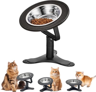 Verhoogde kattenbakhouder - Verstelbare voerbak - Comfortabel eten - Ergonomische 15° helling - 205 x 195 x 5 cm - Zwart