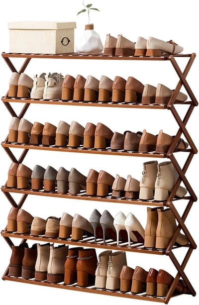 Bamboe Schoenenrek - Opbergtoren - Ruimte Besparen - Opvouwbaar Ontwerp - 50 cm Hoogte - Natuurlijk