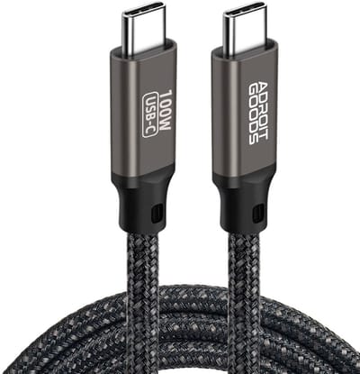 AdroitGoods 100w Usb-C Naar Usb-C Oplaad Kabel - Pd - Snellaad Kabel - Gevlochten Nylon 50 centimeter - 5A 20V