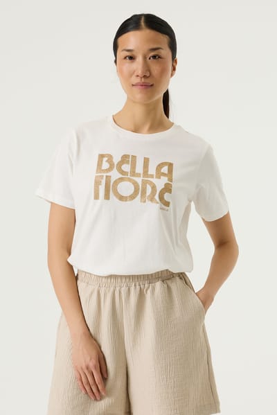 GARCIA Dames Tekst Print T-shirt Wit Korte mouw