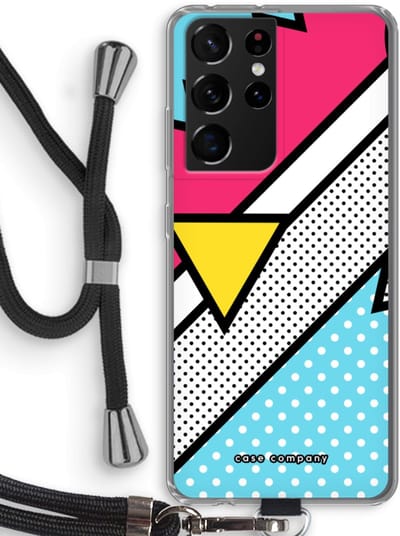 Hoesje met koord geschikt voor Samsung Galaxy S21 Ultra hoesje met Koord - Pop Art #3 - Telefoonhoesje met Zwart Koord - Bescherming aan alle Kanten en Over de Schermrand