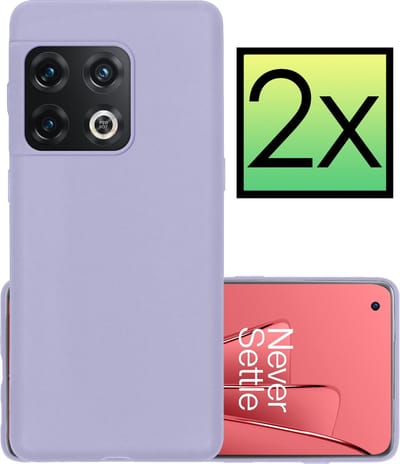 Hoesje - 2 Stuks - Geschikt voor OnePlus 10 Pro - Sterk & Shockproof - Case Siliconen - Back Cover - Telefoon Hoes - Lila