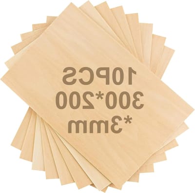 Set van 10 Plywood Planken voor Knutselen, Modelbouw, Lasergraveren en Schilderen - 300 x 200 x 3 mm