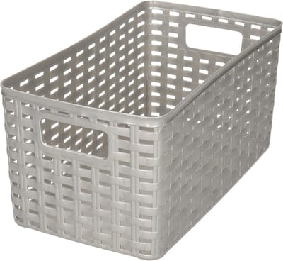 PlasticForte Opbergmand - Kastmand - rotan kunststof - zilver - 5 Liter - 15 x 28 x 13 cm