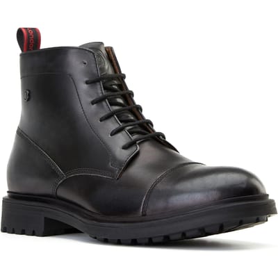 Base London Boulton Leren Heren Enkellaarzen Zwart
