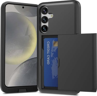 Hoesje Geschikt voor Samsung S25 / S24 Hoesje Zwart - shockproof Backcover met pasjeshouder - Ruimte voor 2 pasjes