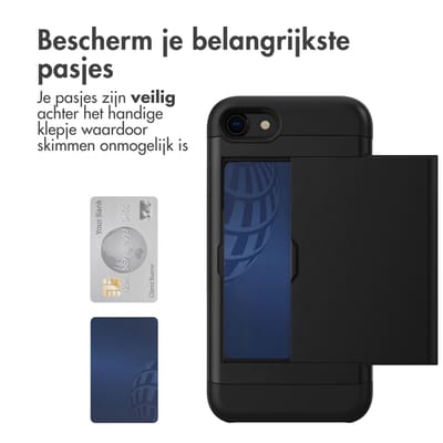 imoshion Hoesje met Pasjeshouder - Geschikt voor Apple iPhone SE (2022) / SE (2020) / 8 / 7 - Zwart