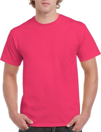 Set van 2x stuks roze katoenen t-shirts voor heren 100% katoen - zware 200 grams kwaliteit - Basic shirts, maat: S (36/48)