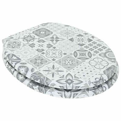 vidaXL - Zacht-sluit - toiletzitting - Blauw - en - Wit - Porselein - 44 - x - 38 - cm
