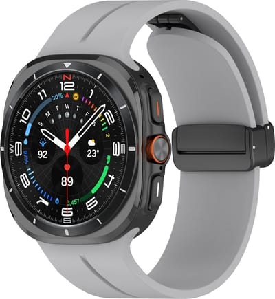 By Qubix - Compatible Samsung bandje - D-buckle sportband - Grijs - Geschikt voor Samsung Galaxy Watch Ultra / Ultra 2 - 47mm