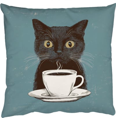 Sierkussens - Kussentjes Woonkamer - 50x50 cm - Kat - Zwart - Koffie - Minimalistisch