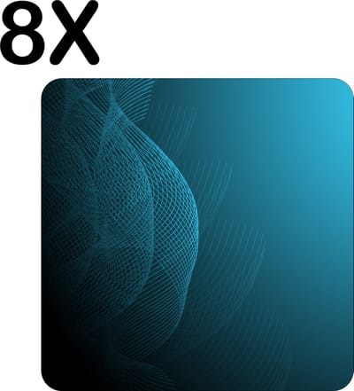 Luxe Placemat - Blauwe Golvende Achtergrond - Set van 8 Placemats - 50x50 cm - 2 mm dik Vinyl - Anti Slip - Afneembaar