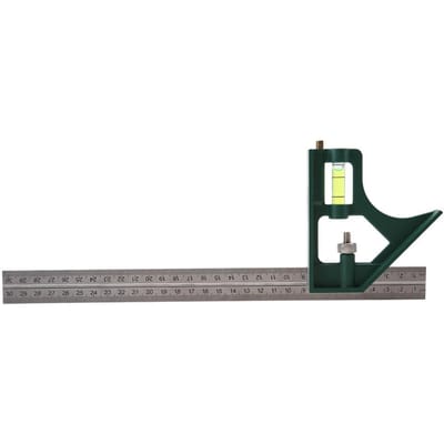 Règle d'angle carré réglable en acier inoxydable 300 mm 45 90 degrés avec niveau à bulle gray