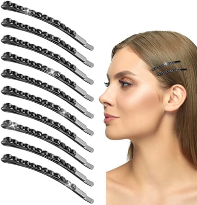 Dailygoods- Haarspelden 20 Stuks - Zwarte Kristallen Haarspelden - Glanzende Metalen Haaraccessoires - Diamant Haarspelden - Duurzaam en Schokbestendig - 6,5 cm Lengte