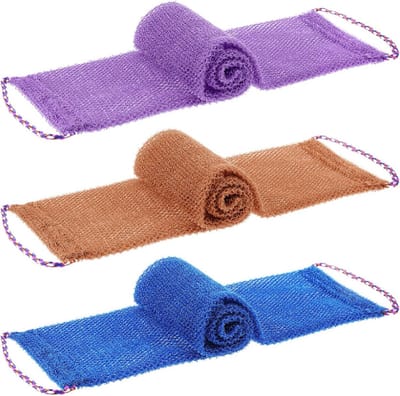 Dailygoods- Exfoliërende Sponzen Set van 3 - Lange Douchesponzen - Nylon Scrubhanddoek - Lichaamswasaccessoires - 75 x 14 cm - Matte Afwerking - Scrubspons