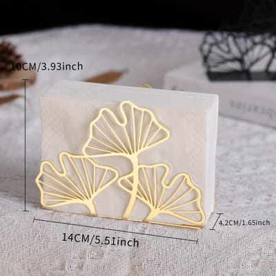 1 stuks Metalen Ginkgo Blad Servethouder, Tissuehouder Voor Restaurant Hotel Café, Eettafel Verticale Vierkante Handdoek Papierhouder Basis